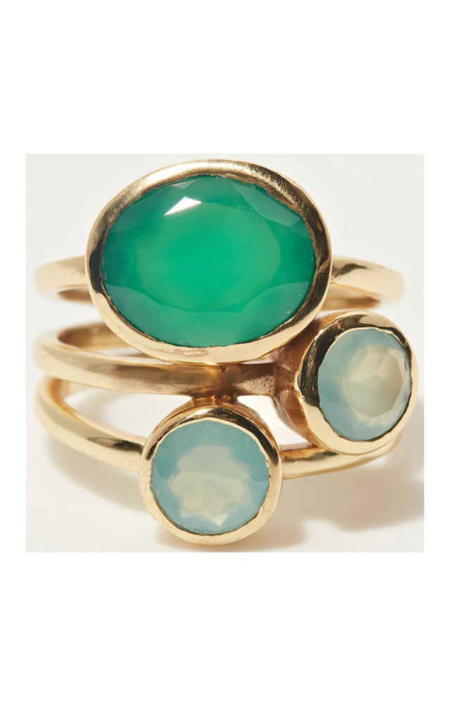 Bague Chiara - Laiton doré & onyx verte