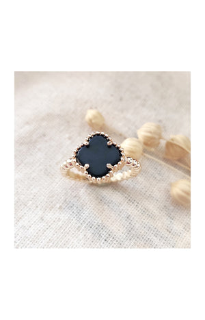 Bague trèfle - Laiton plaqué or & nacre