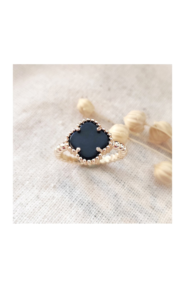 Bague trèfle - Laiton plaqué or & nacre
