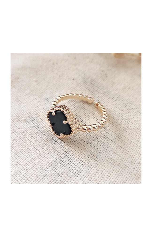 Bague trèfle - Laiton plaqué or & nacre