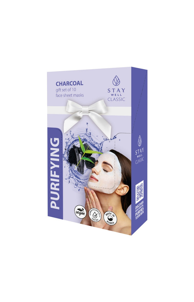 Masques en tissu purifiants - Charbon actif - Visage - 10 unités