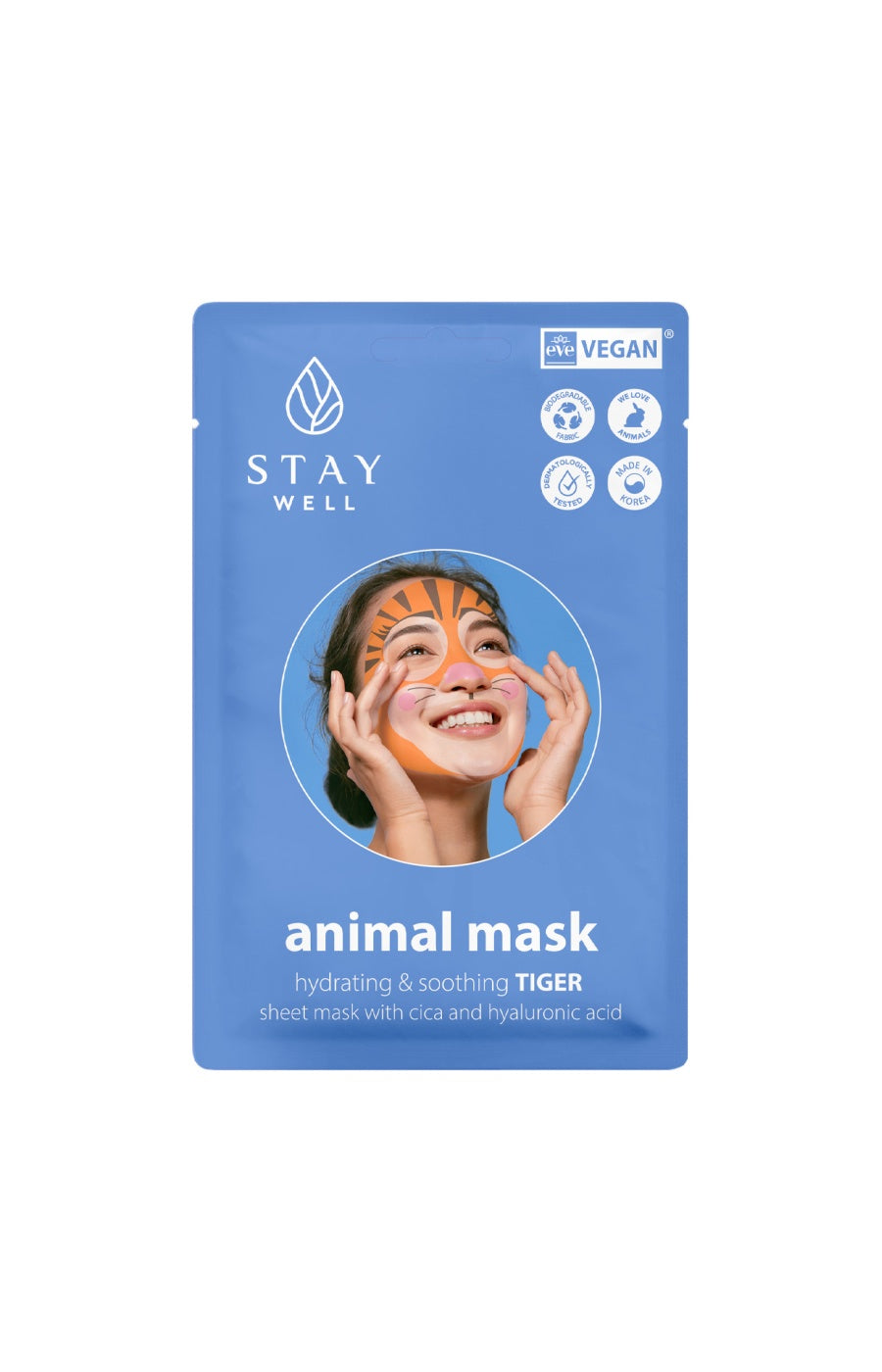 Masque en tissu hydratant & apaisant - Acide hyaluronique - Visage - Tigre - 1 unité
