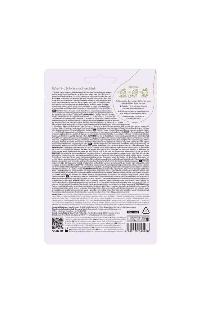 Masque en tissu rafraîchissant - Avocat - Visage - 12 unités