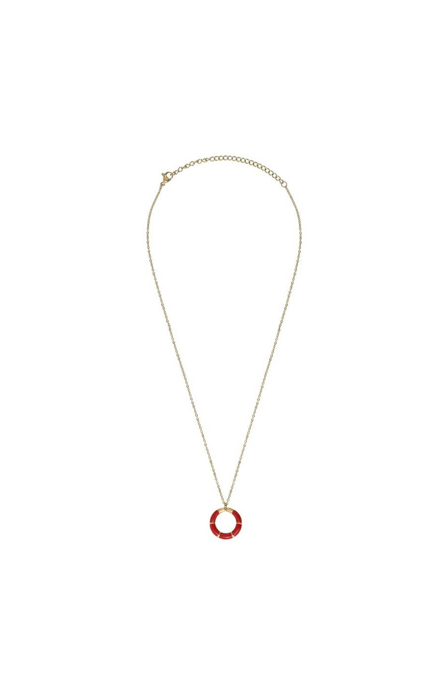 Collier - Acier doré & émail rouge