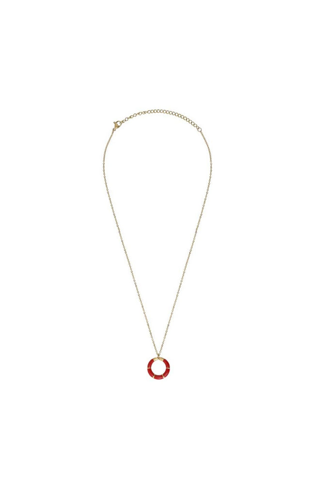 Collier - Acier doré & émail rouge