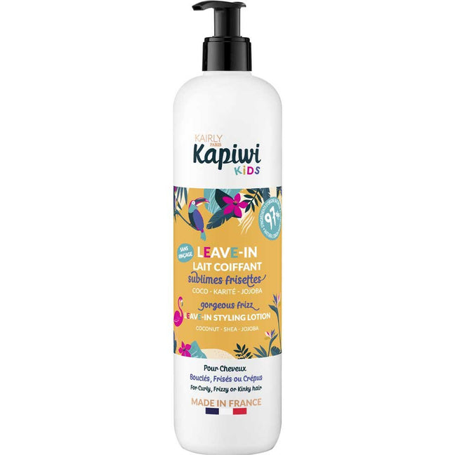 Lait coiffant nourrissant sans rinçage - Glycérine & beurre de karité bio - Cheveux bouclés, frisés et crépus - Enfant