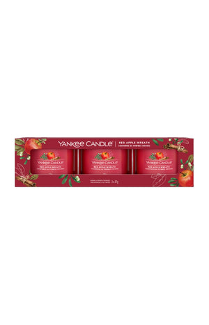 Coffret bougies votives - Couronne de pommes rouges - 3 x 37 g