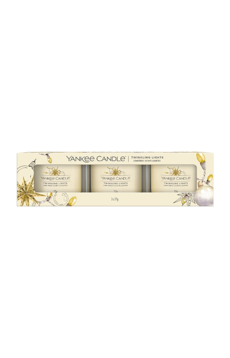 Coffret bougies votives - Lumières scintillantes - 3 x 37 g