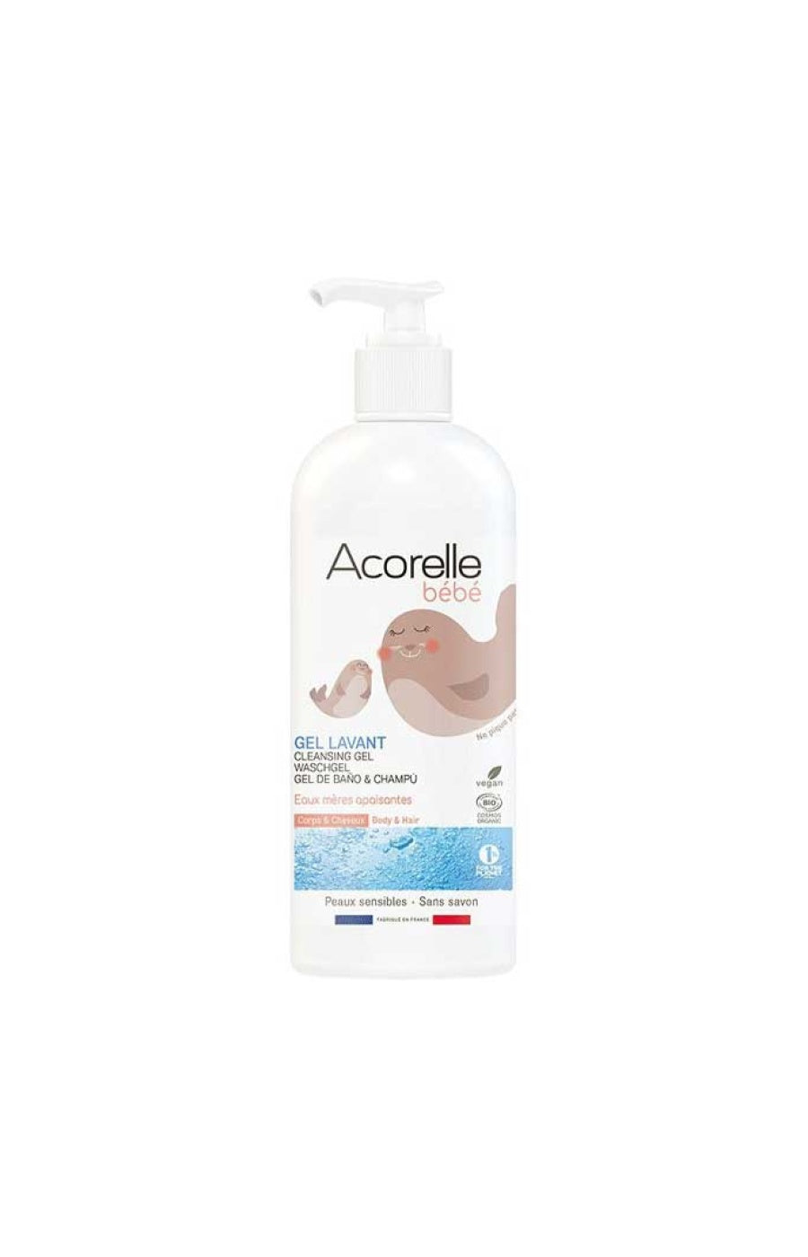 Gel lavant 2-en-1 bio - Aloe vera & glycérine végétale - Corps & cheveux - Bébé - 500 ml