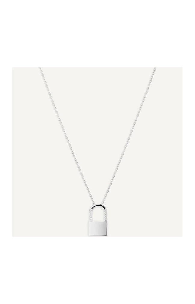 Collier - Lock Necklace - Laiton plaqué argent 10 microns