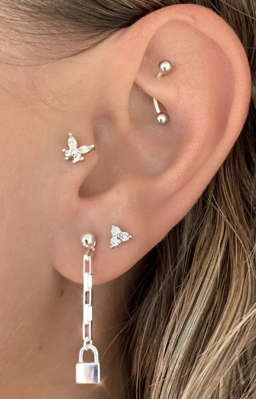 Boucle d'oreille - Keep Me - Laiton plaqué argent 10 microns