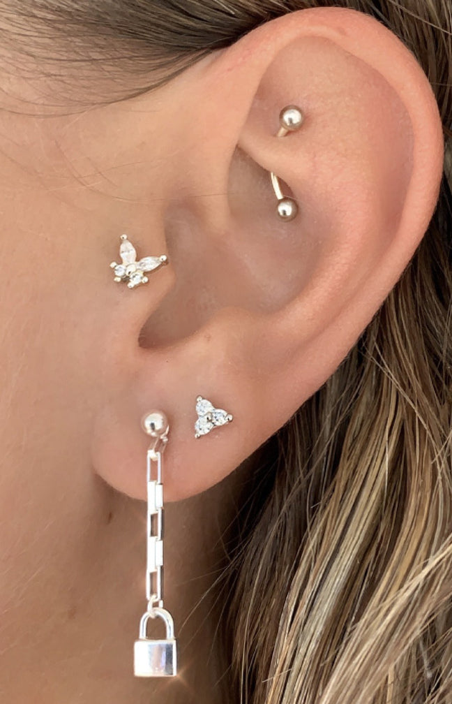 Boucle d'oreille - Keep Me - Laiton plaqué argent 10 microns
