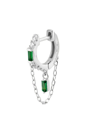 Boucle d'oreille - Green Flirt - Laiton plaqué argent 10 microns