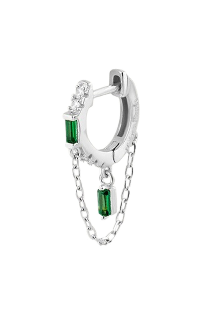 Boucle d'oreille - Green Flirt - Laiton plaqué argent 10 microns