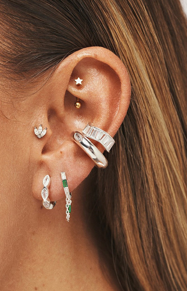 Boucle d'oreille - Green Flirt - Laiton plaqué argent 10 microns