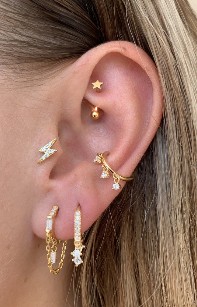 Earcuff - Sparkly Cuff - Laiton plaqué argent 10 microns