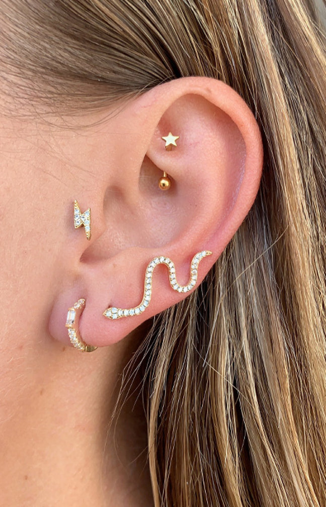 Boucle d'oreille - Baby snake Earring - Laiton plaqué argent 10 microns