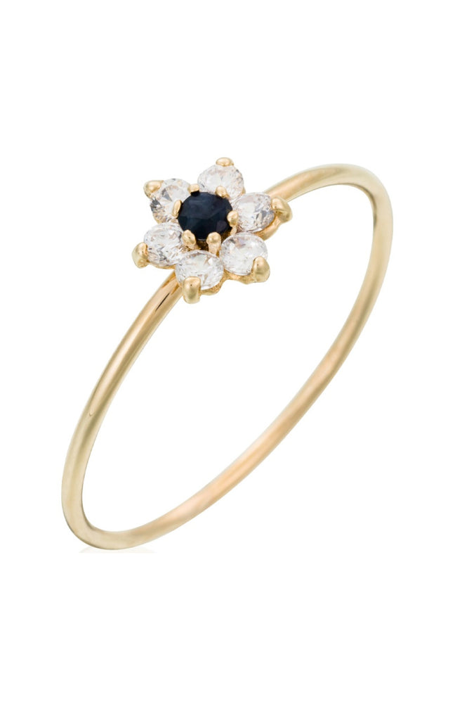 Bague Blue Flower - Or jaune 375/1000 & saphir