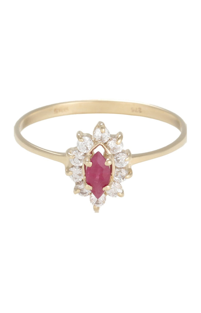 Bague Vera - Or Jaune 375/1000, zirconium & rubis