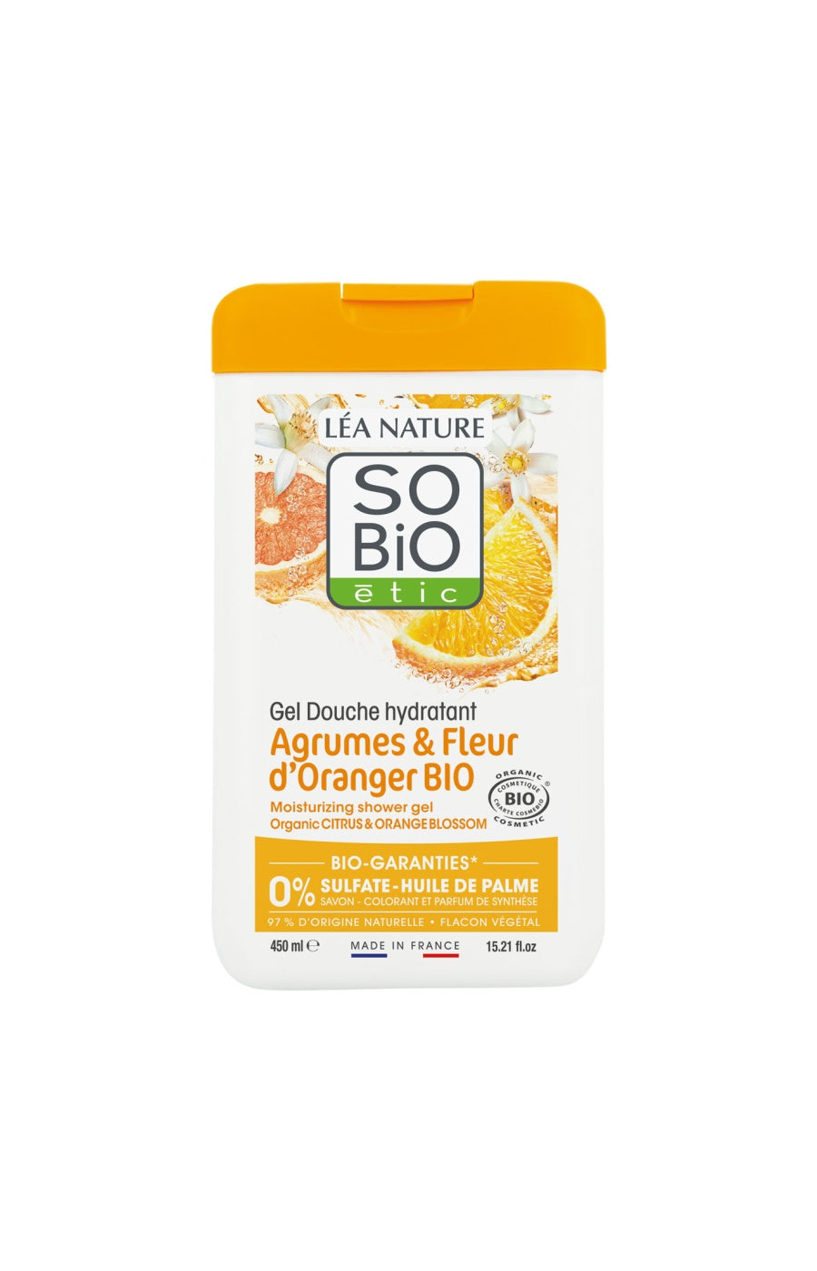 Gel douche bio hydratant - Agrumes & fleur d'oranger - 450 ml