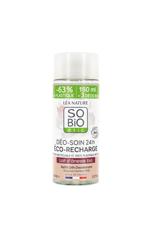 Recharge déodorant roll-on hydratant bio - Lait d'ânesse - 150 ml