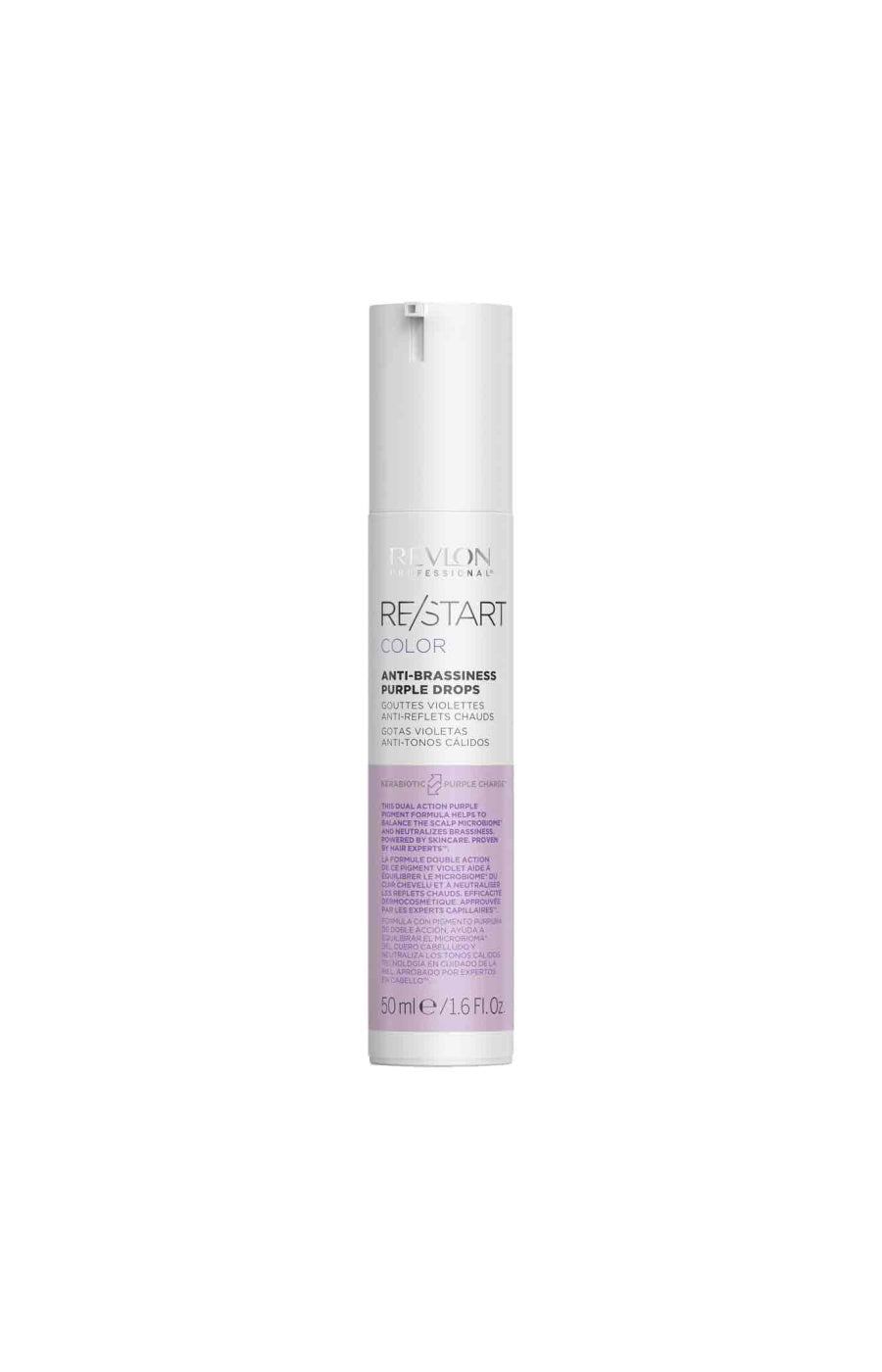 Gouttes violettes anti-jaunissement - Re/Start - Cheveux blancs, blonds ou gris - 50 ml