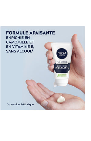 Crème hydratante - Peaux sensibles - Homme - 75 ml