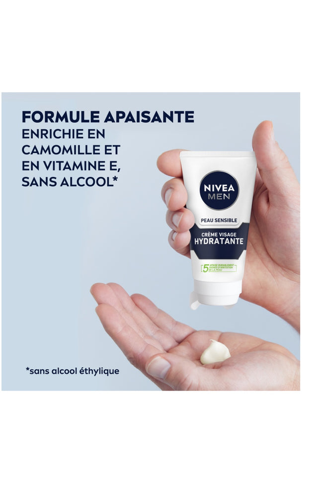 Crème hydratante - Peaux sensibles - Homme - 75 ml