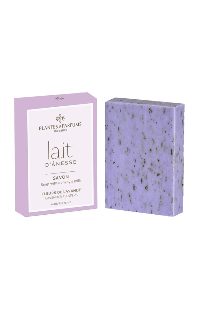 Savon exfoliant - Lait d'ânesse & fleurs de lavande - 100 g
