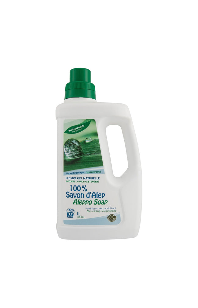 Lessive gel naturelle 100% savon d'Alep - 33 lavages - 1 L