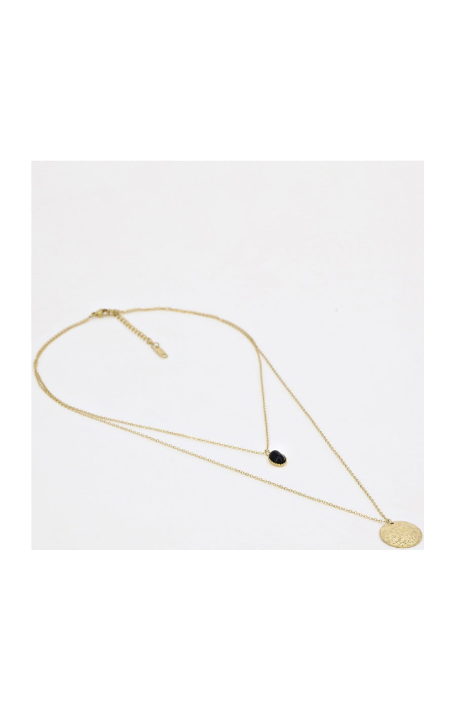 Collier Boracay - Acier inoxydable plaqué or & jade noire