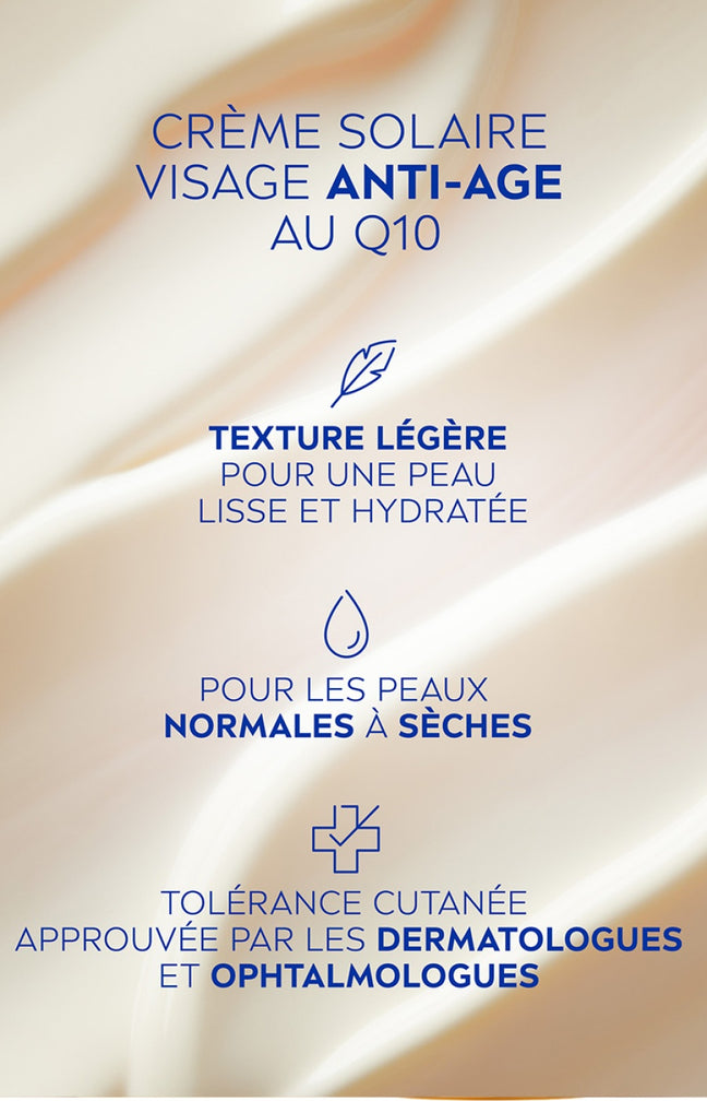 Crème solaire anti-âge  SPF 50 - Q10 - Visage - 50 ml