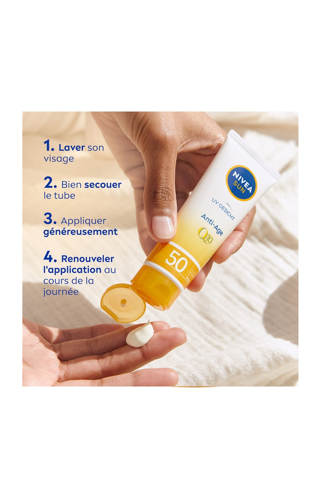 Crème solaire anti-âge  SPF 50 - Q10 - Visage - 50 ml