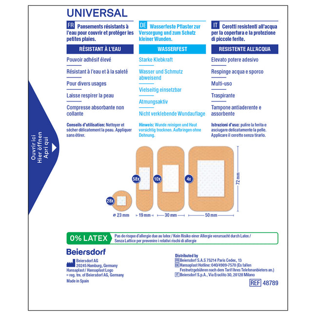 Pansements waterproof - Universal - 100 unités