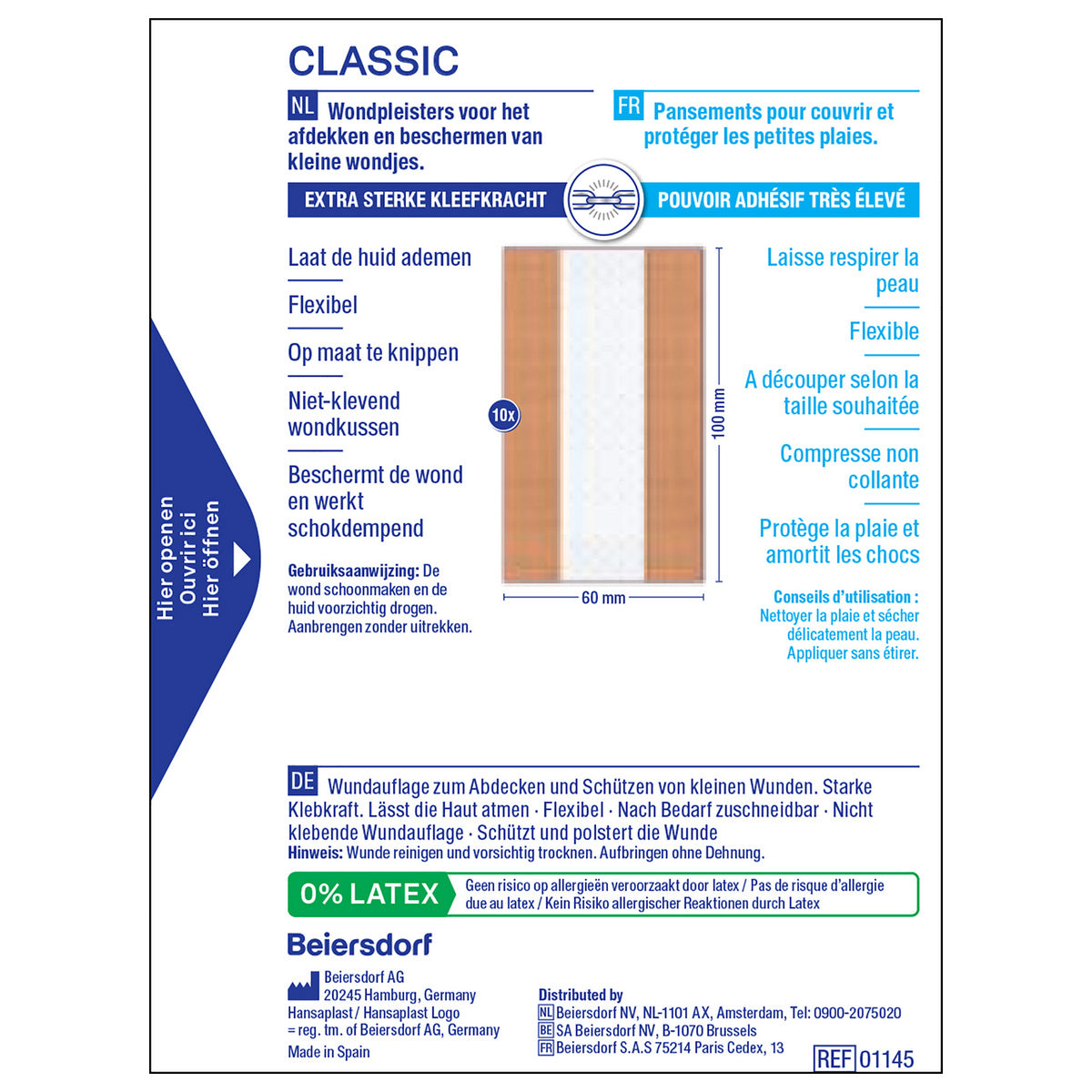 Bandes de pansements flexibles - Classic - 1 m x 6 cm