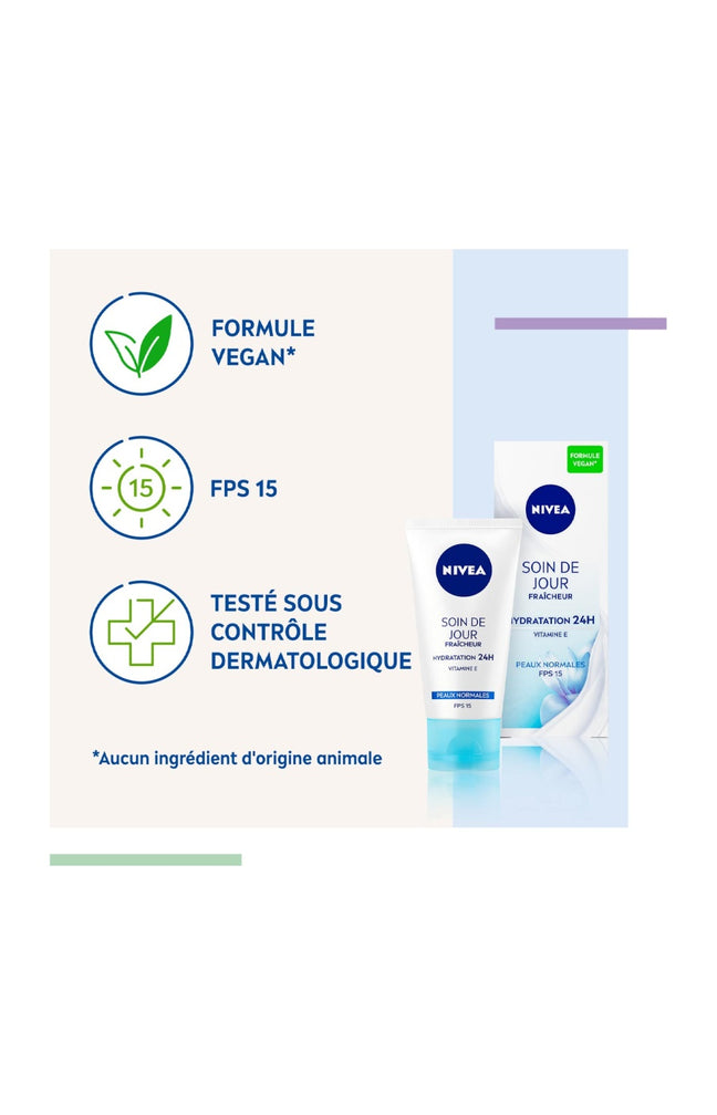 Crème de jour fraîcheur & hydratant 24h SPF 15 - Vitamine E - 50 ml