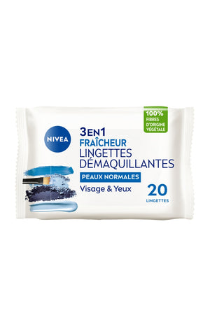 Lingettes démaquillantes fraîcheur - Peaux normales - 20 unités