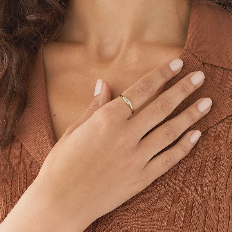 Bague - Acier inoxydable doré & zirconium