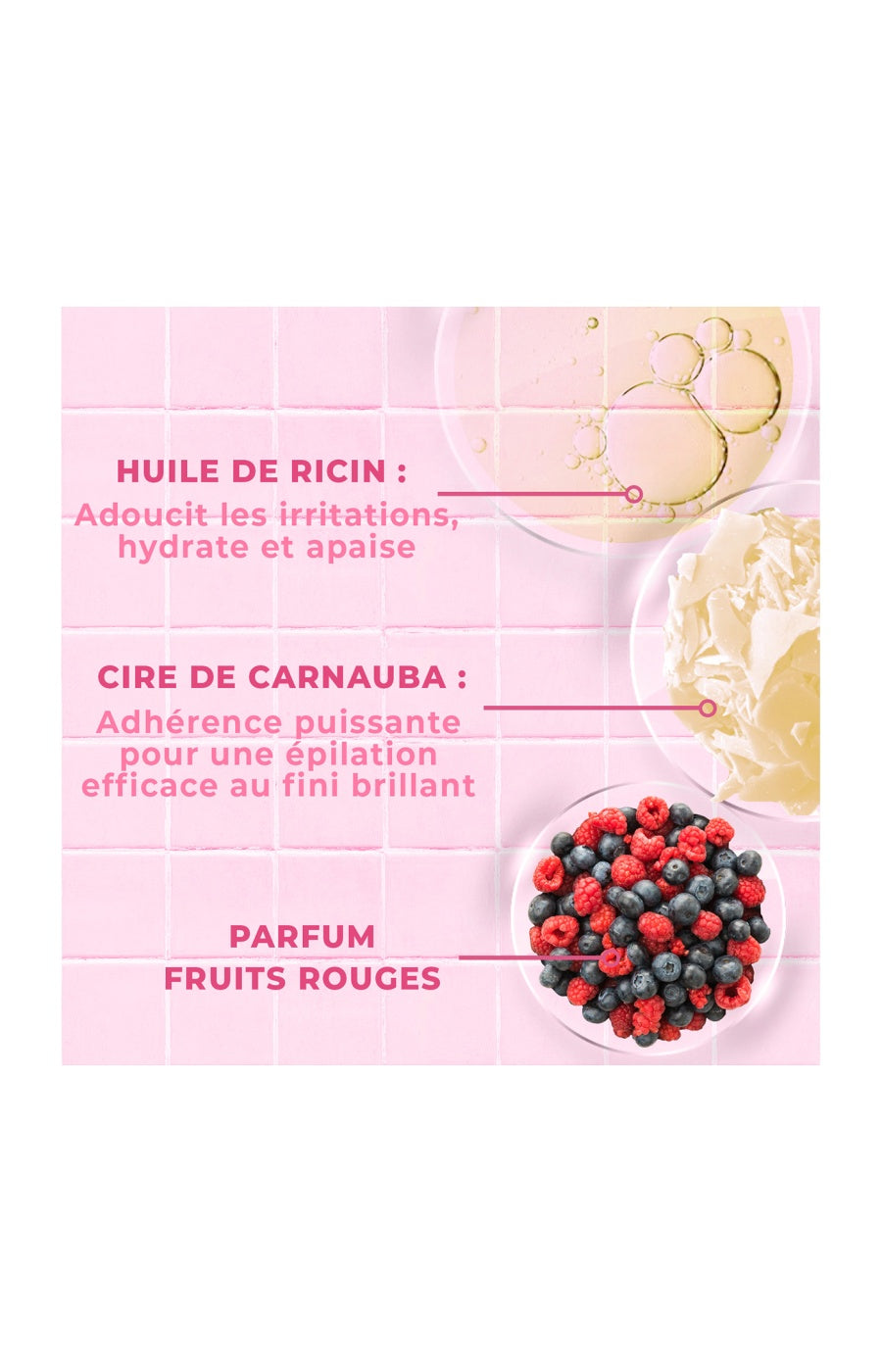 Bandes de cire froide naturelle - Fruits rouges - Corps - 20 unités