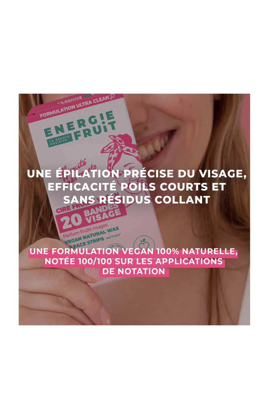 Bandes de cire froide naturelle - Fruits rouges - Visage - 20 unités