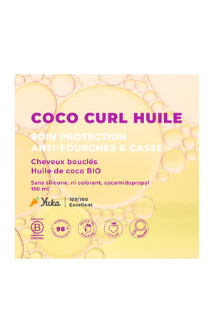 Huile anti-fourche - Huile de coco bio - Cheveux ondulés à bouclés - 150 ml