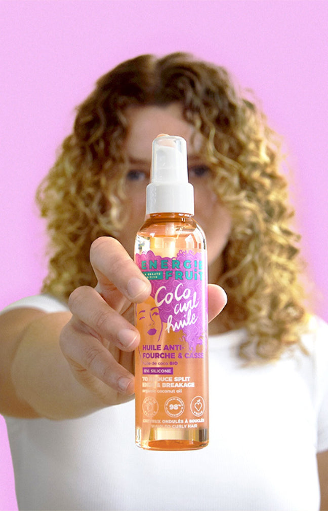 Huile anti-fourche - Huile de coco bio - Cheveux ondulés à bouclés - 150 ml
