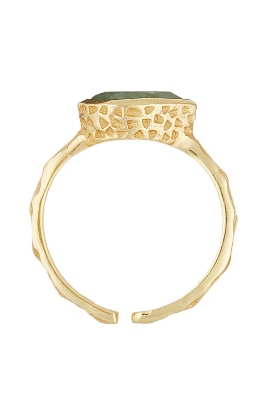 Bague ajustable Marcela - Laiton doré & aventurine verte