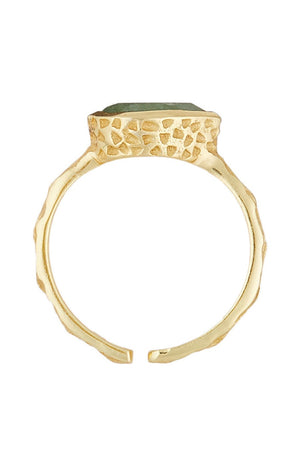 Bague ajustable Marcela - Laiton doré & aventurine verte
