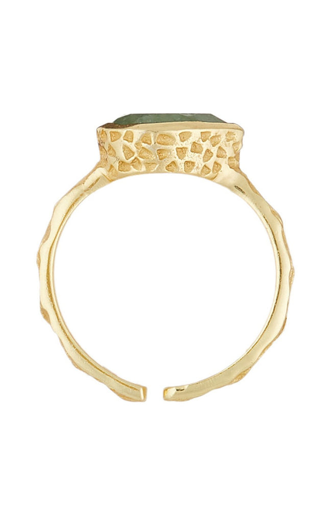 Bague ajustable Marcela - Laiton doré & aventurine verte