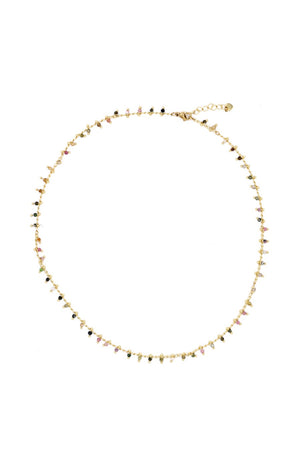 Collier Linn - Laiton doré & tourmaline mix