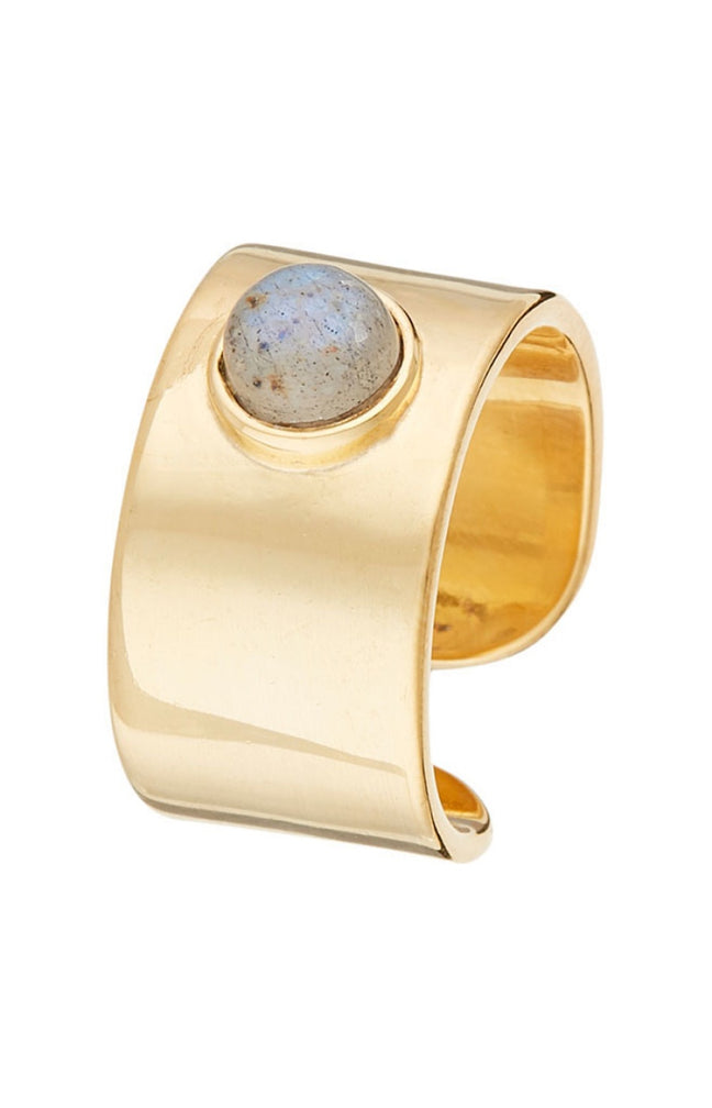 Bague ajustable - Laiton dorée & labrodorite