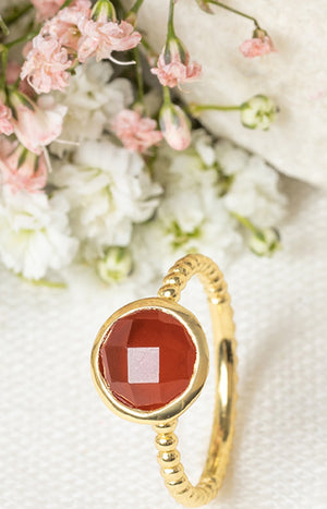 Bague Cornaline - Laiton doré