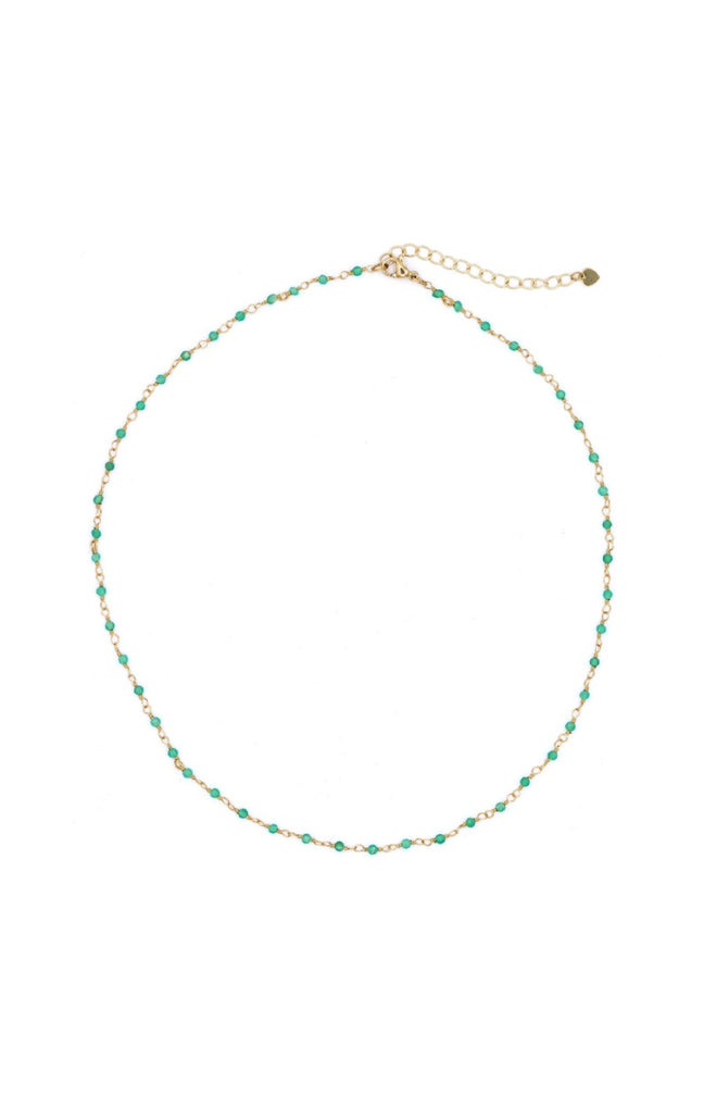 Collier Elisa - Laiton doré & amazonite
