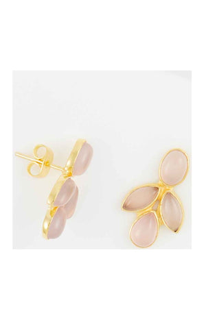 Boucles d'oreilles - Laiton doré & opale rose